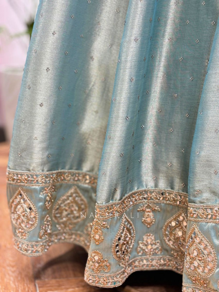 Zehyr Sea Green Embroidered Indo Western Lehenga Set