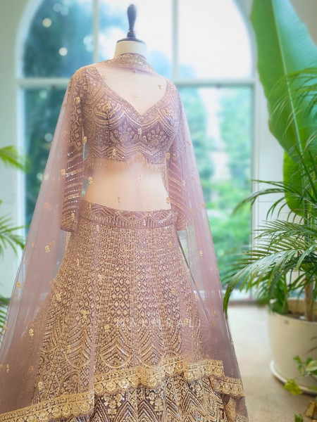 Amara Purple Embroidered  Lehenga with Sequin Work
