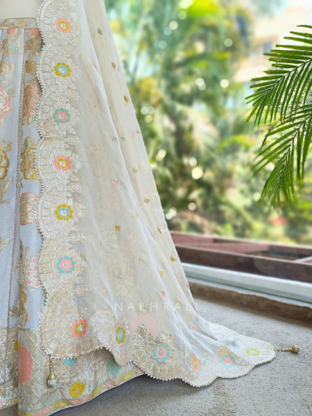 Kashira Golden Lehenga Set with Sequin Cut Dana Work