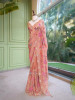 Noor-e-Afsanah Peach Organza Saree with Royal Elephant Motifs
