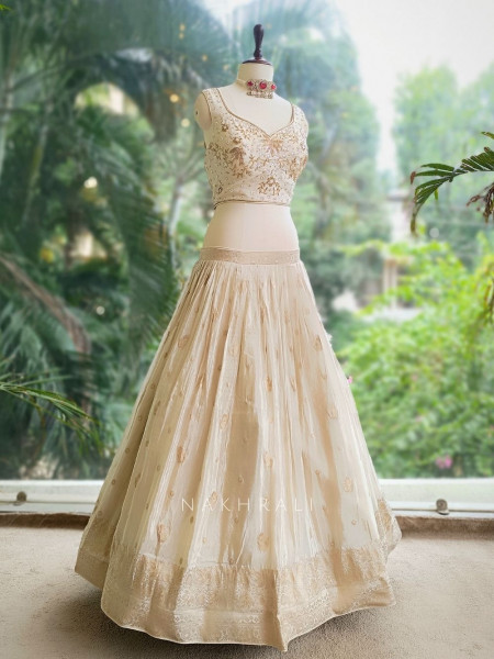 Ivory White Lehenga with Zardozi Embroidery Work