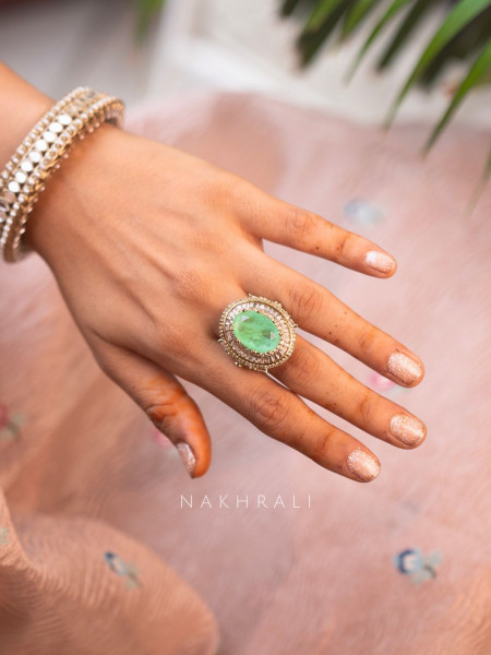 Regal Green Gemstone Adjustable Ring