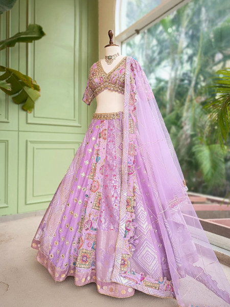 Imperial Glow Purple Lehenga with Sequin, Zari, Mirror and Gota Patti Work
