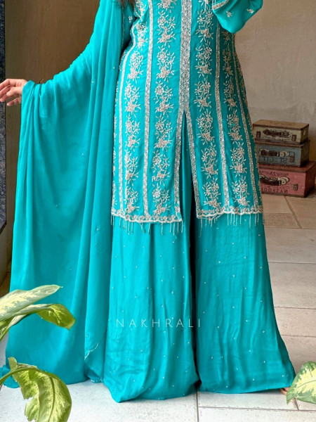Aashvi Rama Palazzo Suit Set with Intricate Embroidery
