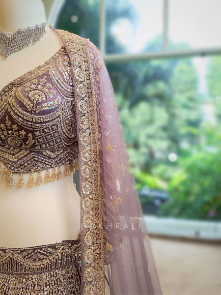 Amara Purple Embroidered  Lehenga with Sequin Work