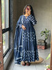 Mihira Blue Cotton Anarkali Suit Set with Printed Dupatta