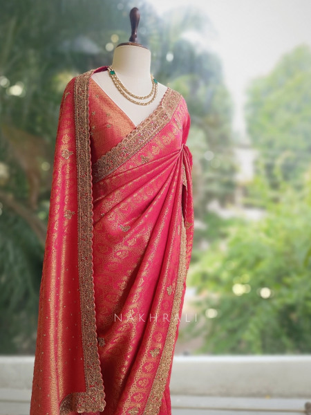 Aaradhya Red Heritage Saree