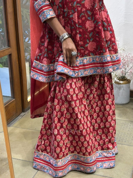 Tarana Rose Purple Premium Cotton Sharara Suit