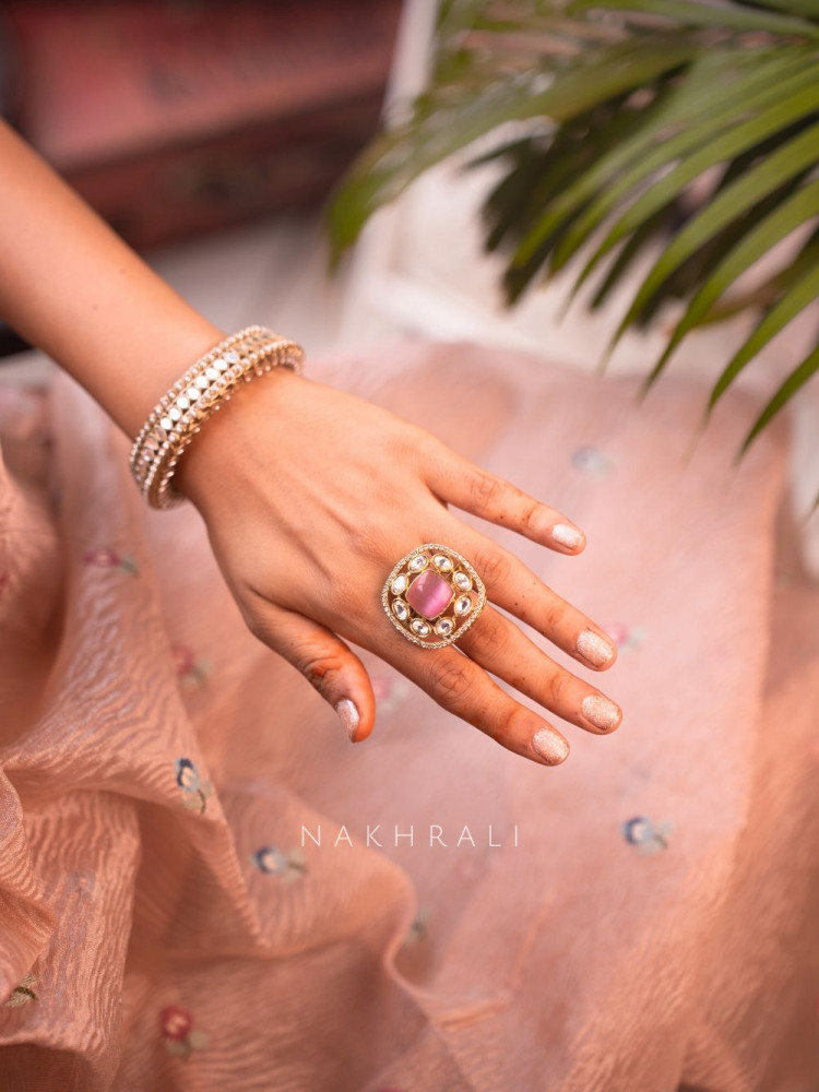 Image of Rosetta Pink Stone Adjustable Ring