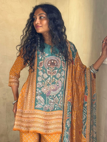 Virelle Yellow Printed Suit Set