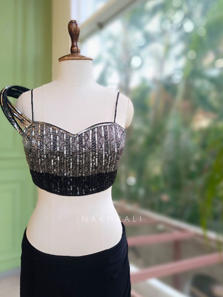 Nebula Black  Pre-Draped Saree with Corset Blouse