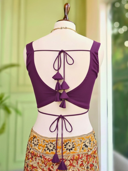Malika Purple Blouse with Petal Tie-Back Detail