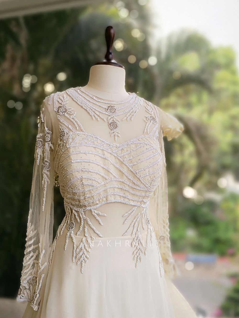 Pearl Mist Off-White Gown with CutDana and Beads Work Pearl Mist Off-White Gown with CutDana and Beads Work