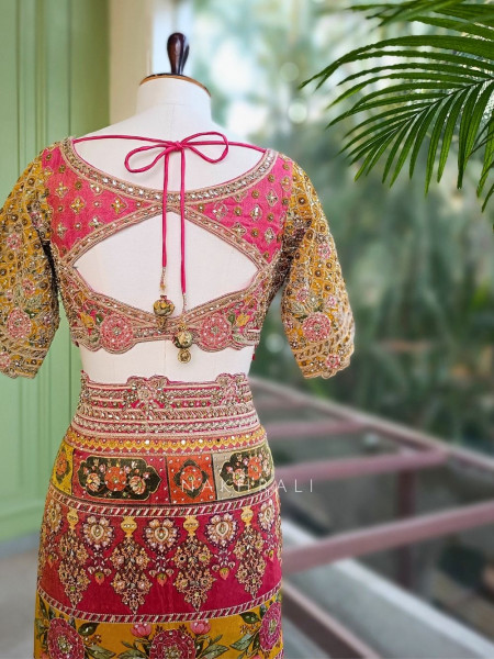 Vidhu Multicolor Saree with Mirror Stone Embroidery