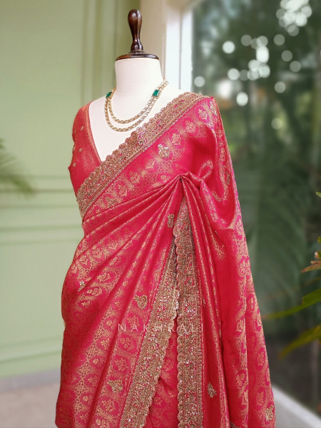 Aaradhya Red Heritage Saree