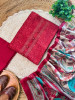 Floral Maroon Elegance Printed Dress Material Set with Statement Dupatta