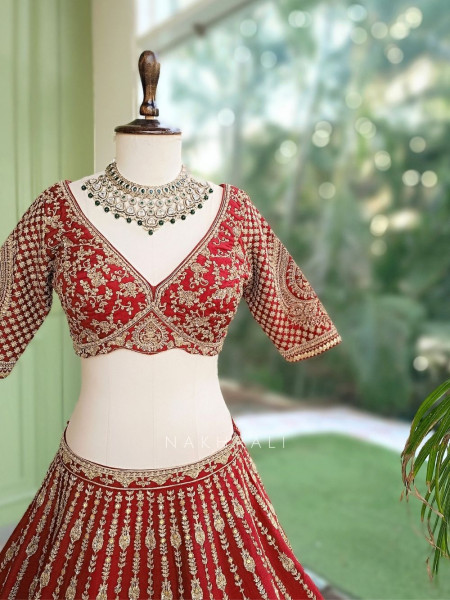 Shahi Dori Maroon aw Silk & Sheer Net Bridal Lehenga