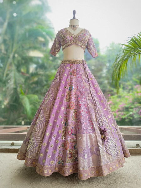 Imperial Glow Purple Lehenga with Sequin, Zari, Mirror and Gota Patti Work