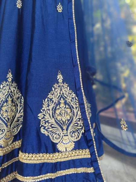 Nevria Blue Anarkali Set with Embroidered Crop Jacket & Stone Work