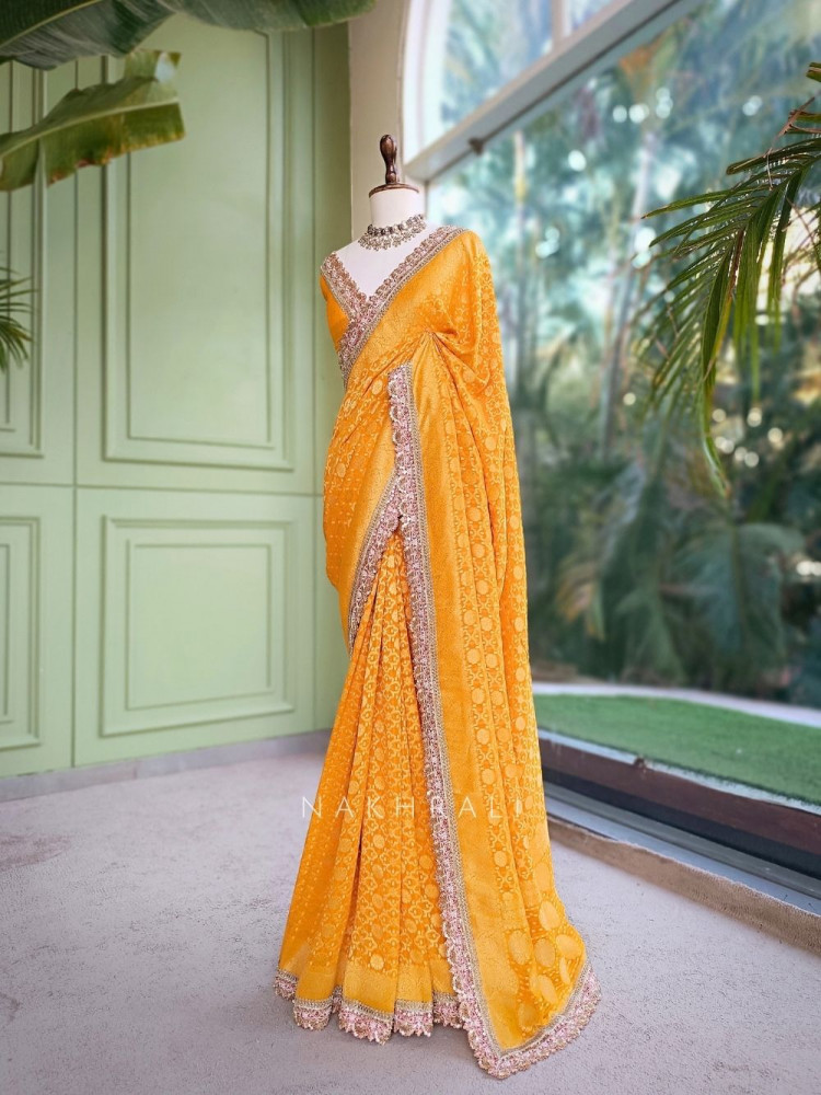 Image of Rangini Yellow border Weave Saree