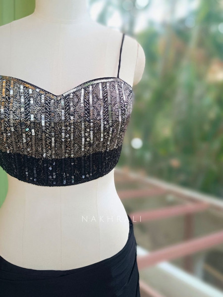 Nebula Black  Pre-Draped Saree with Corset Blouse