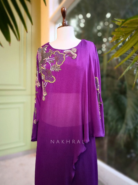 Amara Purple Georgette Indo-Western Set with Sequin & Bead Work