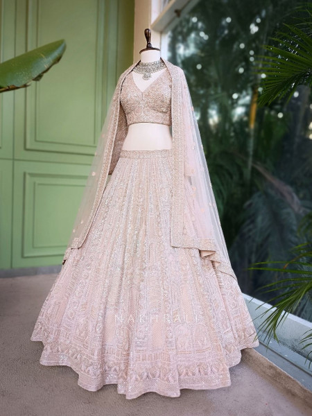 Aavira Lilac Pink Sequin Embroidered Bridal Lehenga