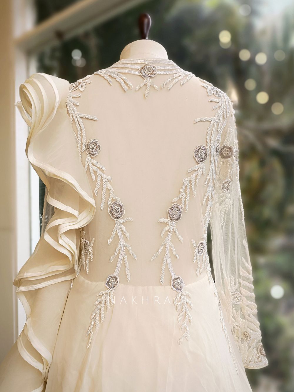 Pearl Mist Off-White Gown with CutDana and Beads Work Pearl Mist Off-White Gown with CutDana and Beads Work