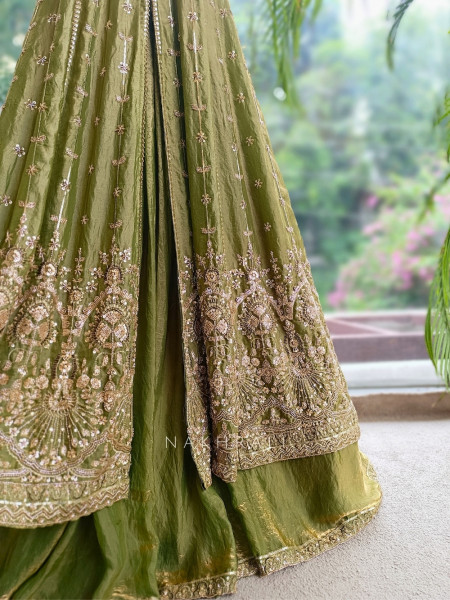 Kanchanrekha Green Achkan Lehenga With Detailed Embroidery
