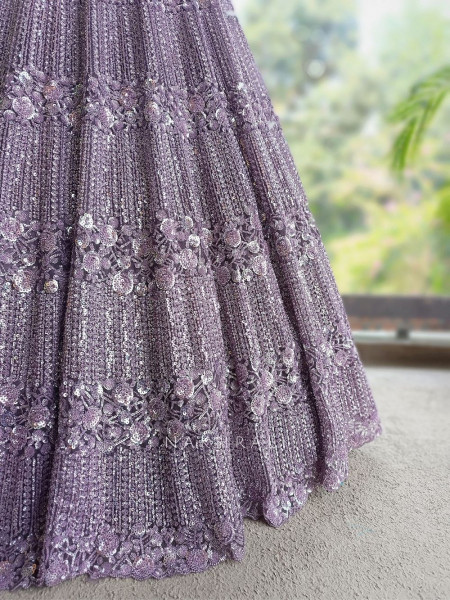 Lavika Purple Net Lehenga Set with Detailed Sequin Work