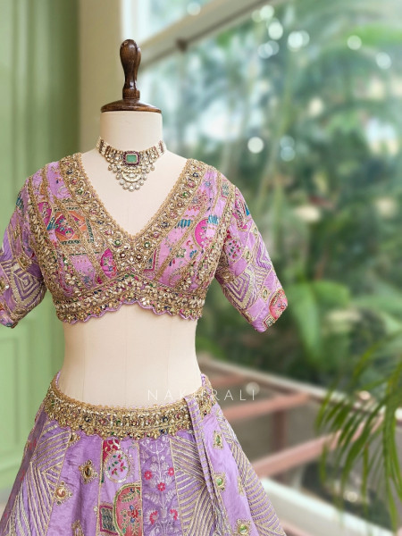 Imperial Glow Purple Lehenga with Sequin, Zari, Mirror and Gota Patti Work