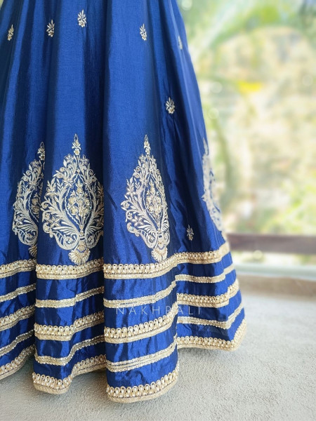 Nevria Blue Anarkali Set with Embroidered Crop Jacket & Stone Work