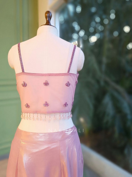 Luniva Pink Sequin Cut Dana Drape Saree