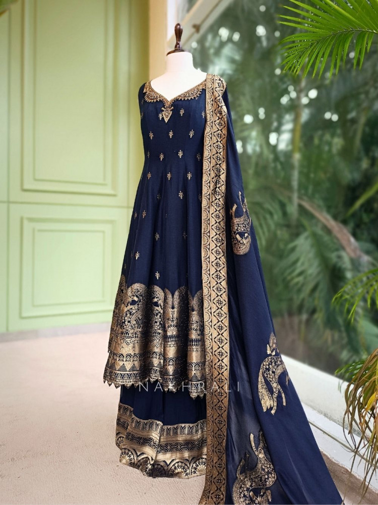 Image of Noorika Black Banarasi Weave Anarkali