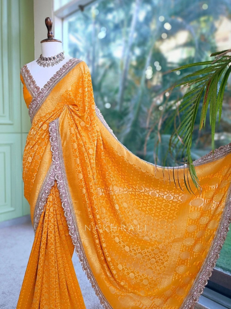 Image of Rangini Yellow border Weave Saree