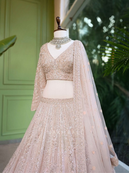 Aavira Lilac Pink Sequin Embroidered Bridal Lehenga
