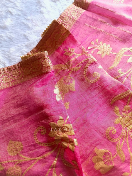 Noorline Glow Magenta Semi-stitched Dress Material with Sequin and Cut Dana Work