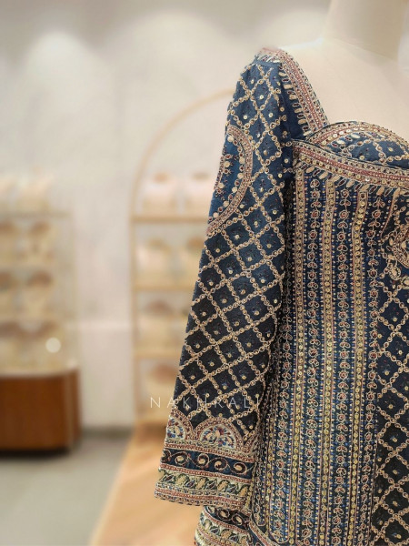 Kiyana Grey Tissue Kurta Palazzo Set with Banarasi Dupatta