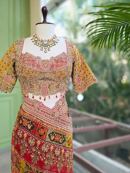 Vidhu Multicolor Saree with Mirror Stone Embroidery