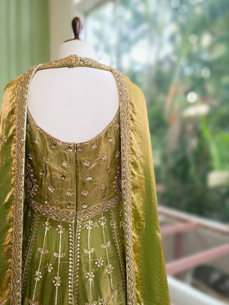 Kanchanrekha Green Achkan Lehenga With Detailed Embroidery