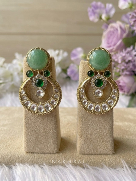 Lumiere Sea Green Stone Necklace Set