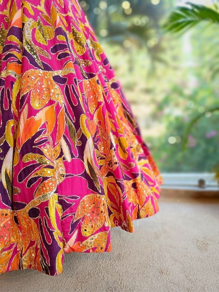 Zarina Magenta Silk Blend Lehenga Set with Sequin & Cut Dana Work