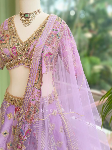 Imperial Glow Purple Lehenga with Sequin, Zari, Mirror and Gota Patti Work