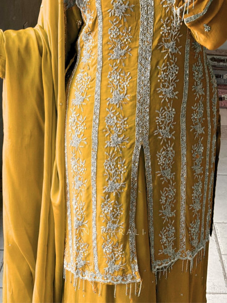 Aashvi Yellow Palazzo Suit Set with Intricate Embroidery