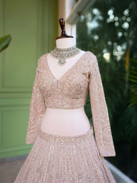 Aavira Lilac Pink Sequin Embroidered Bridal Lehenga