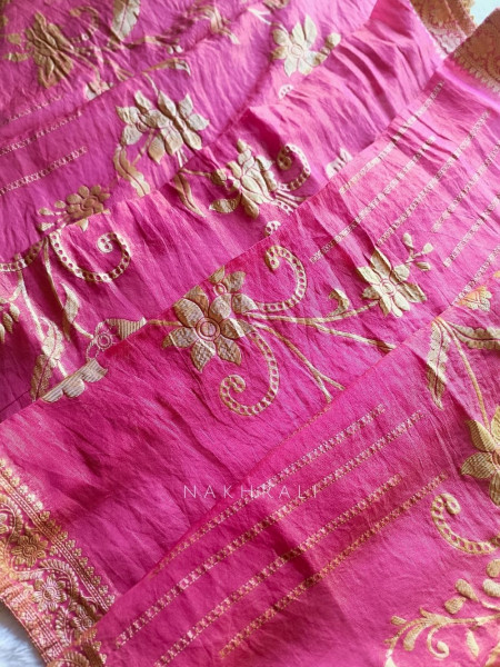 Noorline Glow Magenta Semi-stitched Dress Material with Sequin and Cut Dana Work