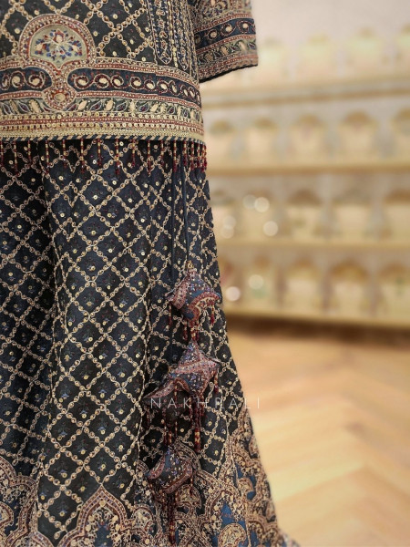 Kiyana Grey Tissue Kurta Palazzo Set with Banarasi Dupatta