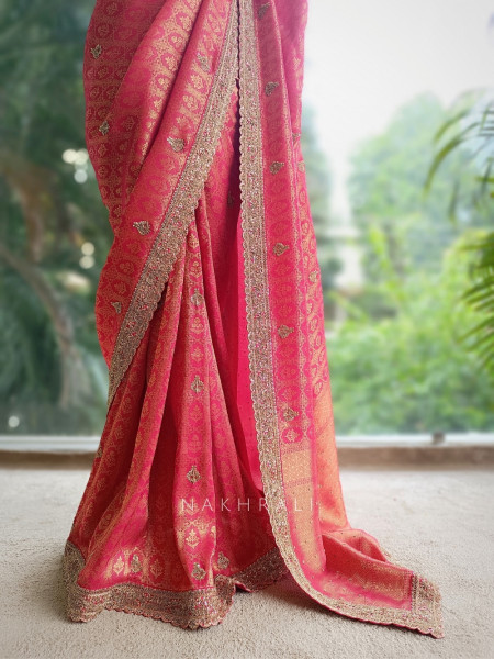 Aaradhya Red Heritage Saree