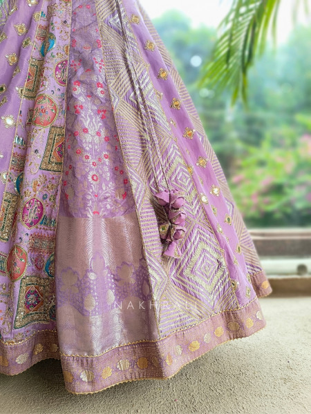 Imperial Glow Purple Lehenga with Sequin, Zari, Mirror and Gota Patti Work