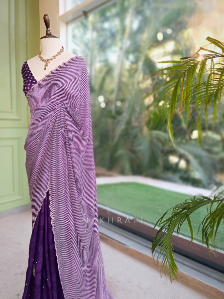 Noorani Bandhan Purple Georgette Saree